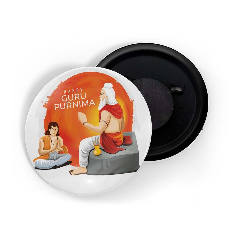 dhcrafts Fridge Magnet White Guru Purnima D2 Glossy Finish Design Pack of 1