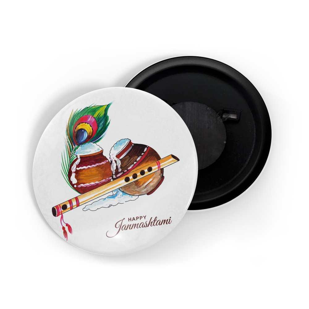 dhcrafts Fridge Magnet White Janamashtmi D2 Glossy Finish Design Pack of 1