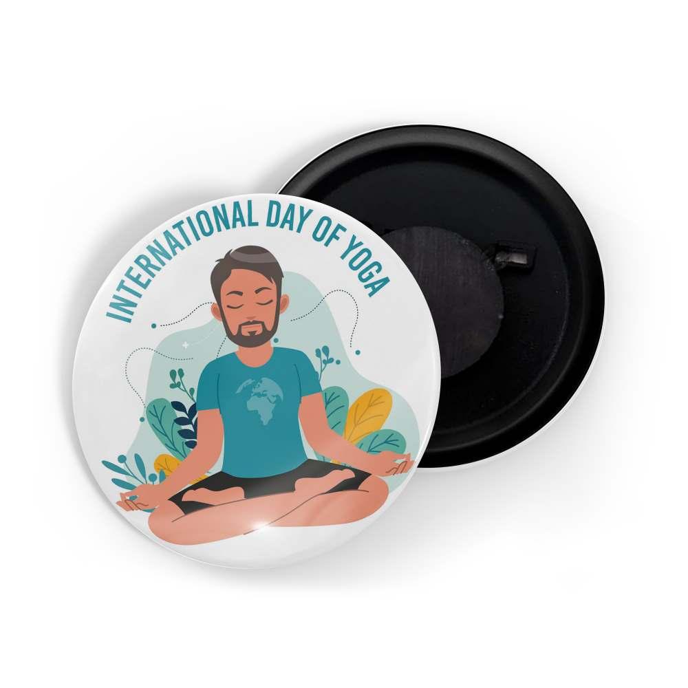 dhcrafts Fridge Magnet White International Yoga Day D3 Glossy Finish Design Pack of 1