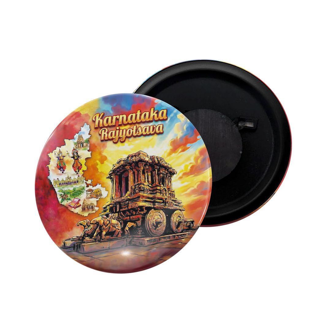 dhcrafts Fridge Magnet Multicolor Karnataka Rajyotsava Glossy Finish Design Pack of 1