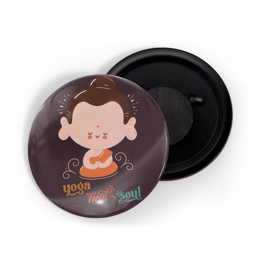 dhcrafts Fridge Magnet Brown Yoga Heal Soul D6 Glossy Finish Design Pack of 1