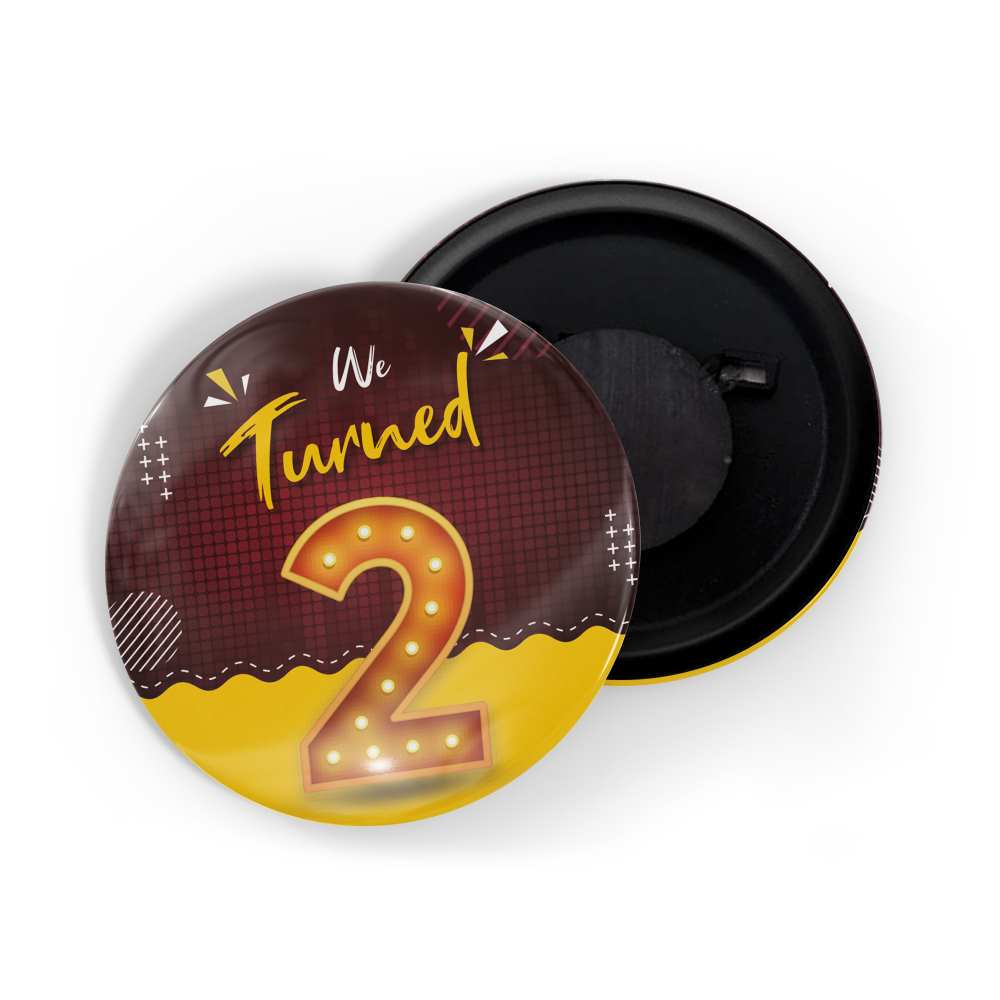 dhcrafts Fridge Magnet Multicolor We Turned 2 D1 Wedding / Anniversary / Ceremony / Valentine / Office / Firm / Celebration Glossy Finish Design Pack of 1