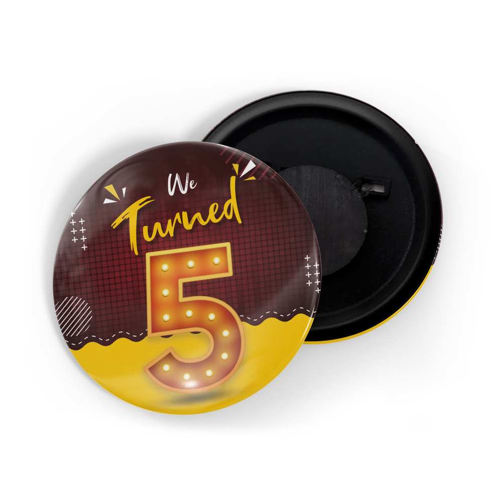 dhcrafts Fridge Magnet Multicolor We Turned 5 D1 Wedding / Anniversary / Ceremony / Valentine / Office / Firm / Celebration Glossy Finish Design Pack of 1