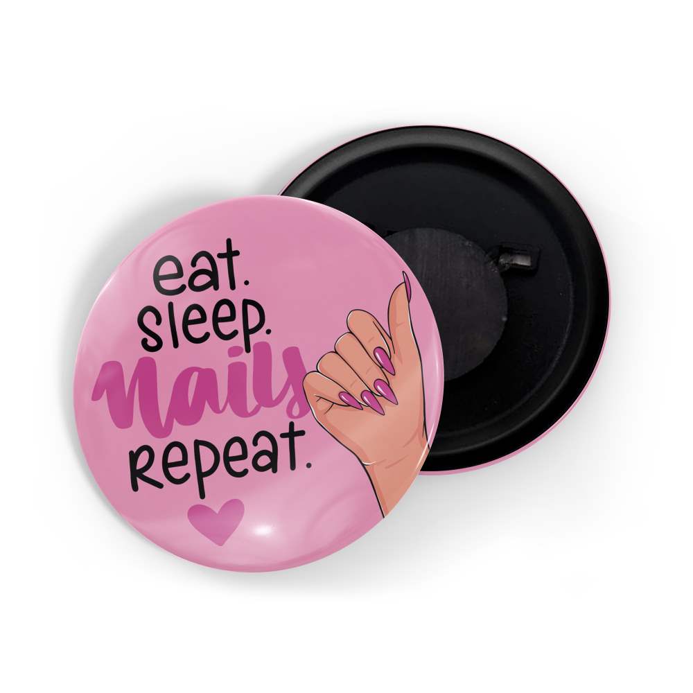 dhcrafts Fridge Magnet Pink Girl Power Eat Sleep Nails Repeat Glossy Finish Design Pack of 1