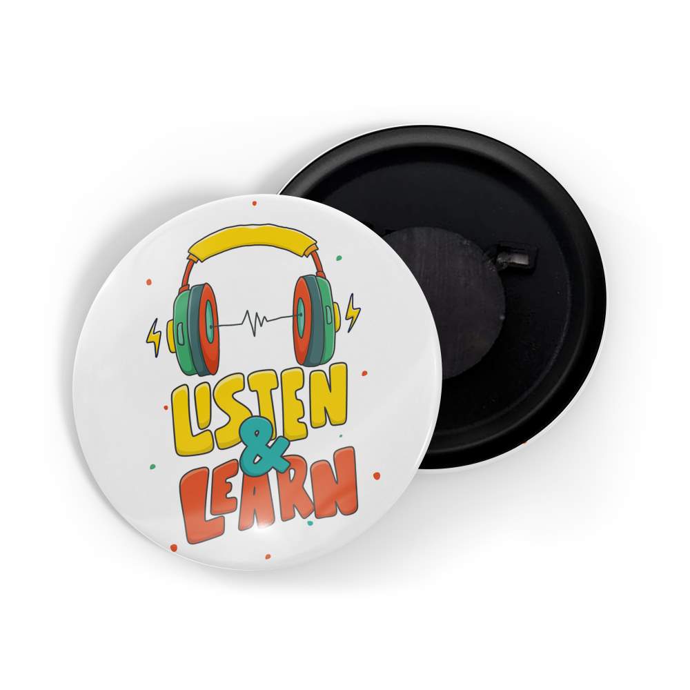 dhcrafts Fridge Magnet White Positive Quote Listen And Learn Glossy Finish Design Pack of 1