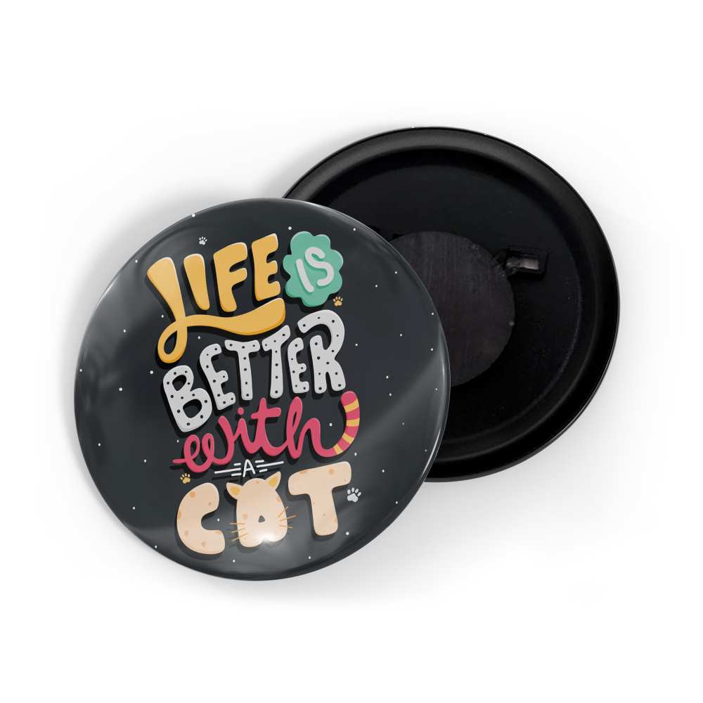 dhcrafts Fridge Magnet Black Positive Quote Life Is Better With A Cat Glossy Finish Design Pack of 1