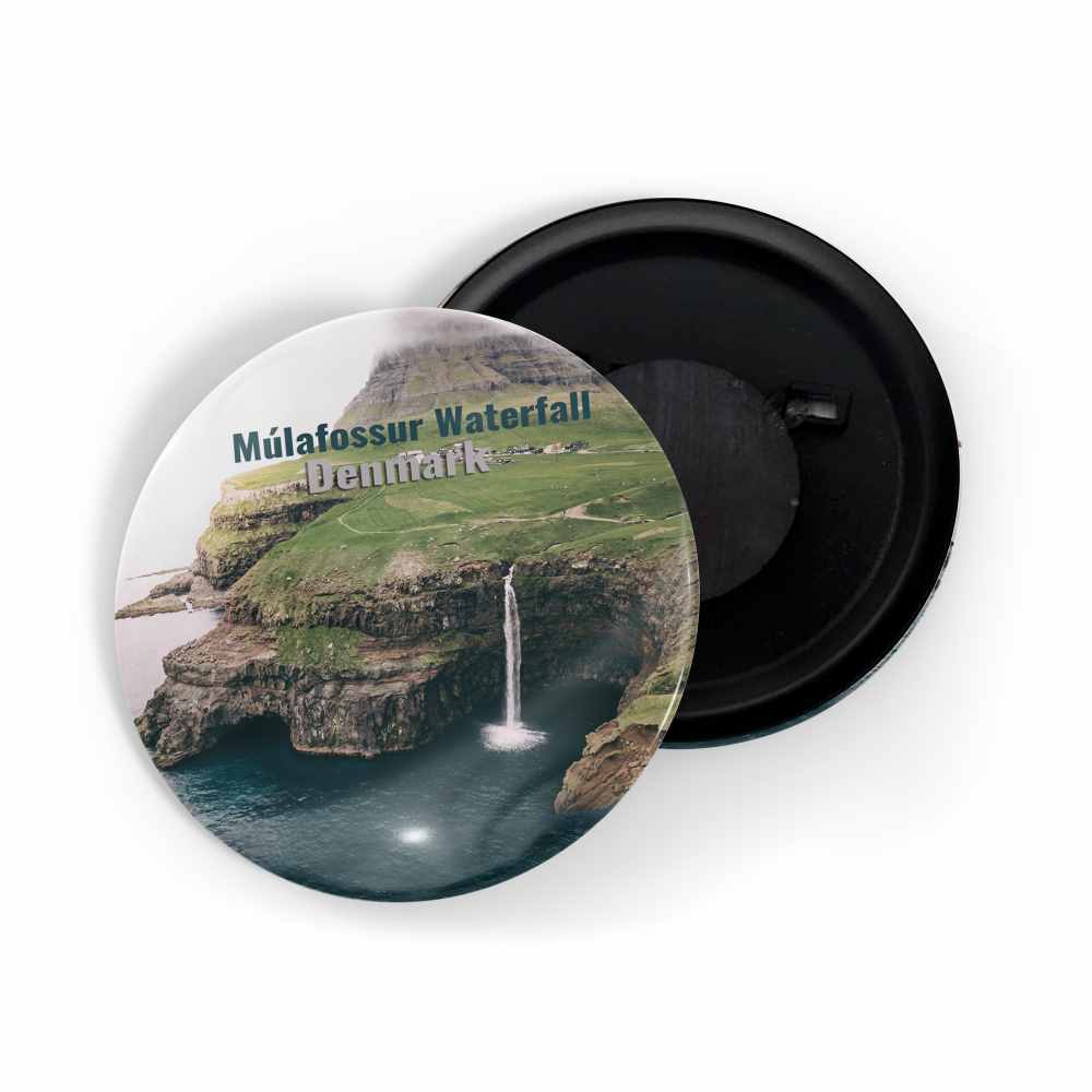 dhcrafts Fridge Magnet Multicolor Famous Tourist Place Mulafossur Waterfall Denmark Glossy Finish Design Pack of 1