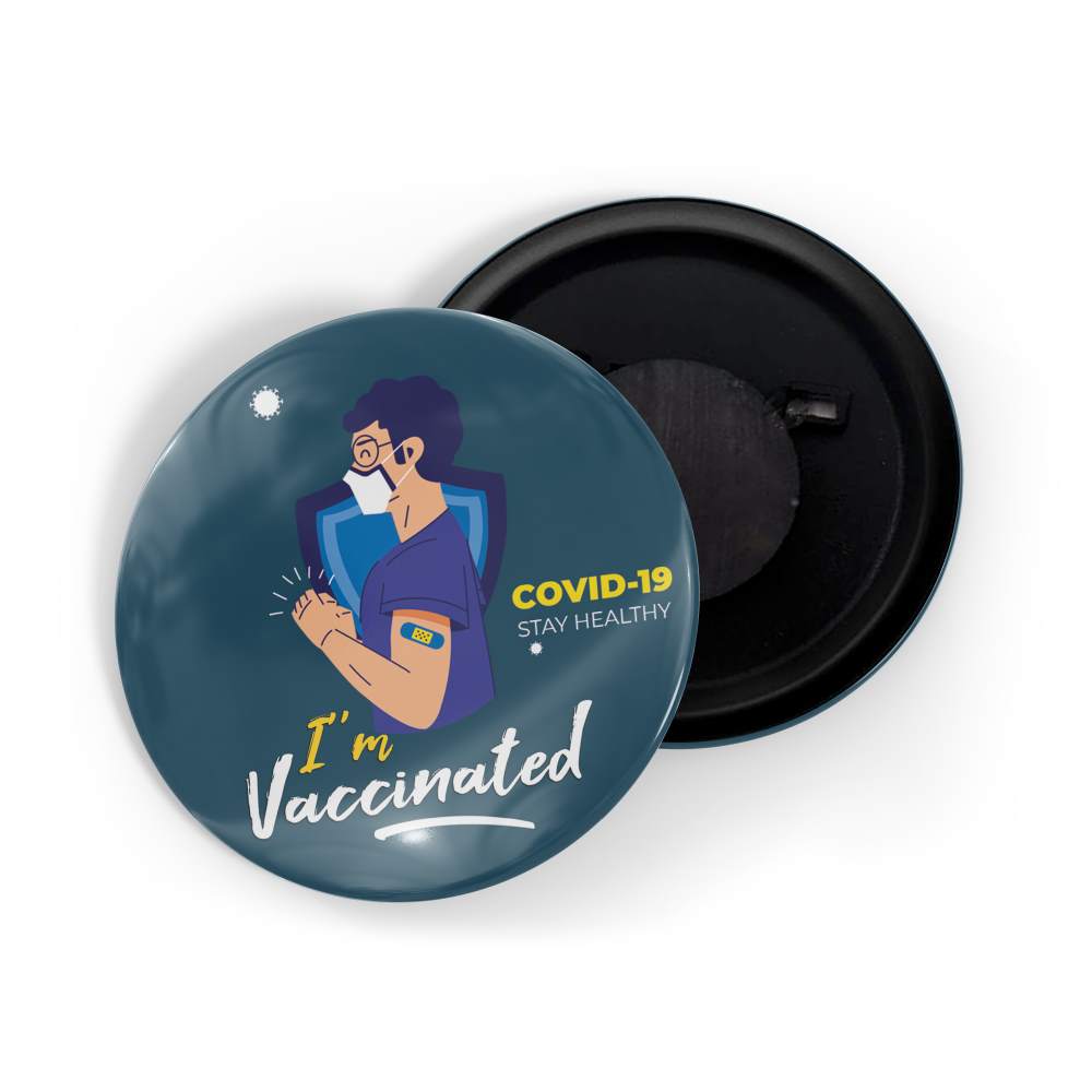 dhcrafts Fridge Magnet Blue I'm Vaccinated D3 (Pack of 1) Glossy Finish Design Pack of 1 (5.8cm)