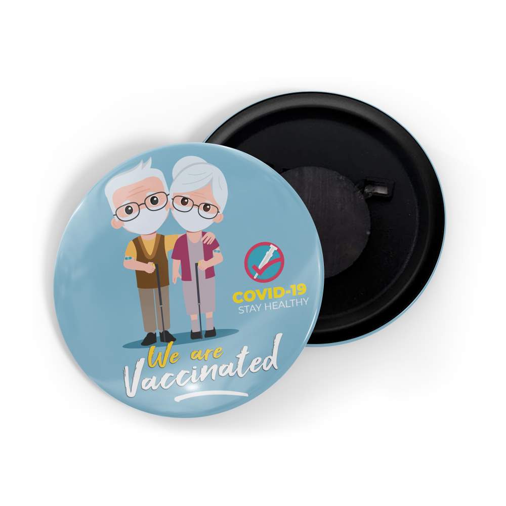 dhcrafts Fridge Magnet Blue I'm Vaccinated D7 (Pack of 1) Glossy Finish Design Pack of 1 (5.8cm)