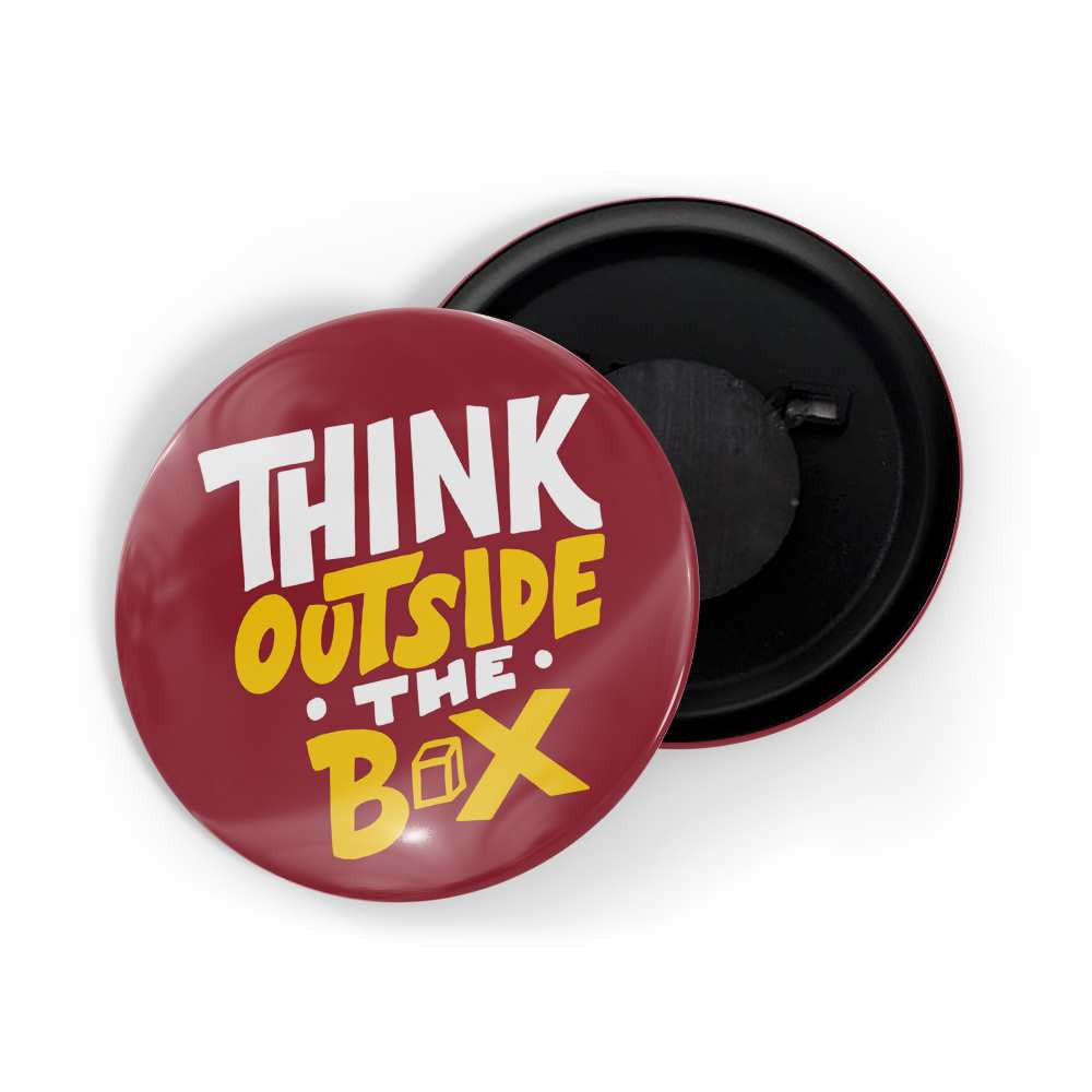 dhcrafts Fridge Magnet Red Color Think Outside The Box Glossy Finish Design Pack of 1 (58mm)