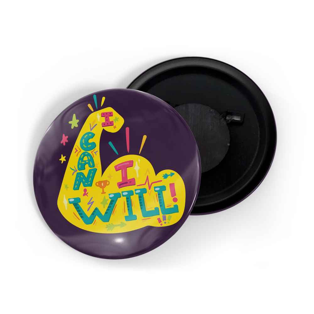 dhcrafts Fridge Magnet Multicolor Color I Can I Will Glossy Finish Design Pack of 1 (58mm)