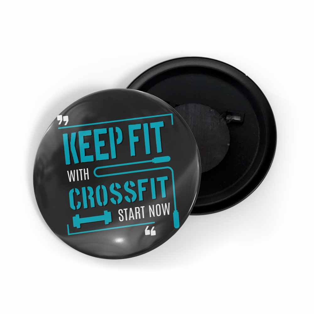 dhcrafts Fridge Magnet Black Color Keep Fit With Cross-fit Start Now Glossy Finish Design Pack of 1 (58mm)