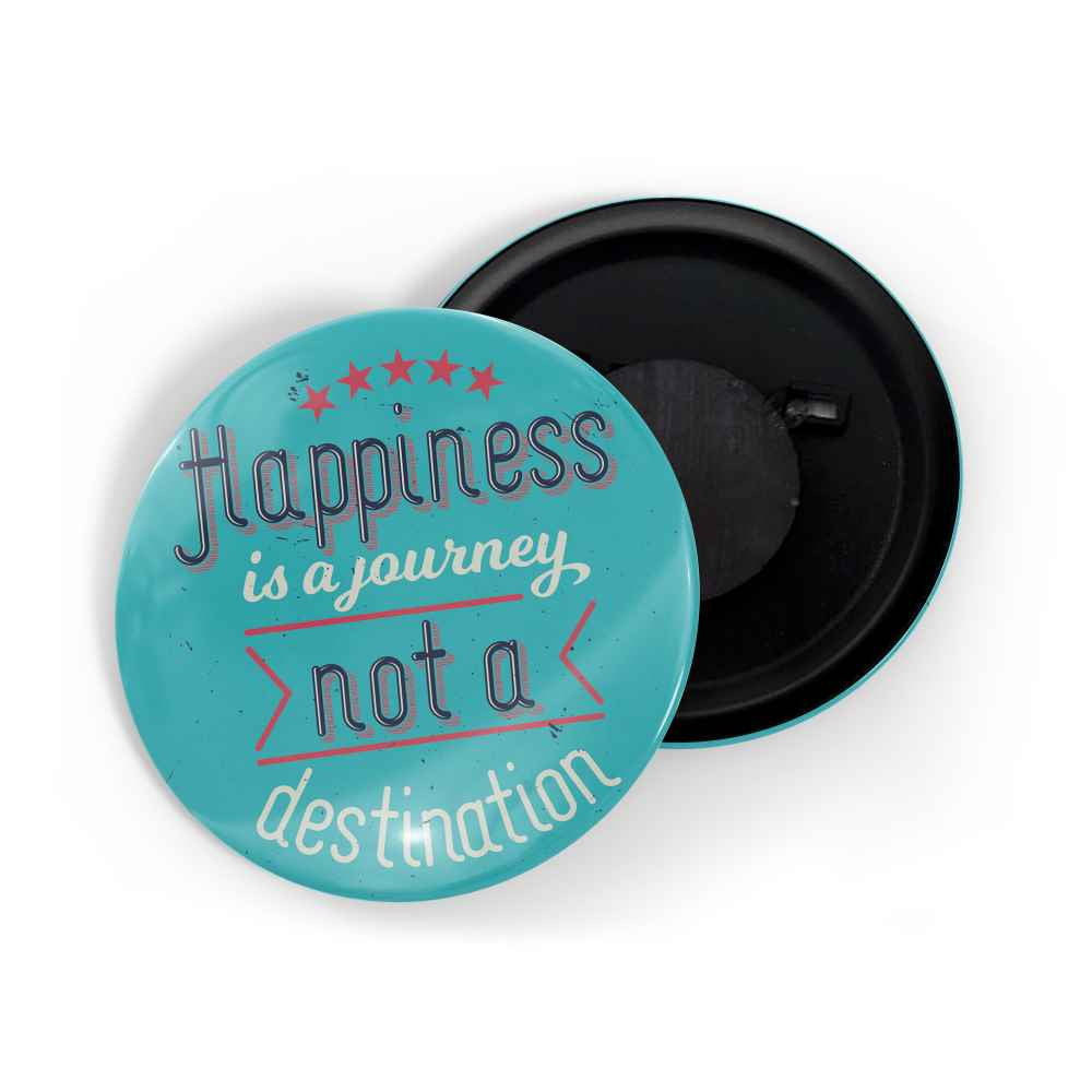 dhcrafts Fridge Magnet Blue Color Happiness Is A Journey, Not A Destination Glossy Finish Design Pack of 1 (58mm)