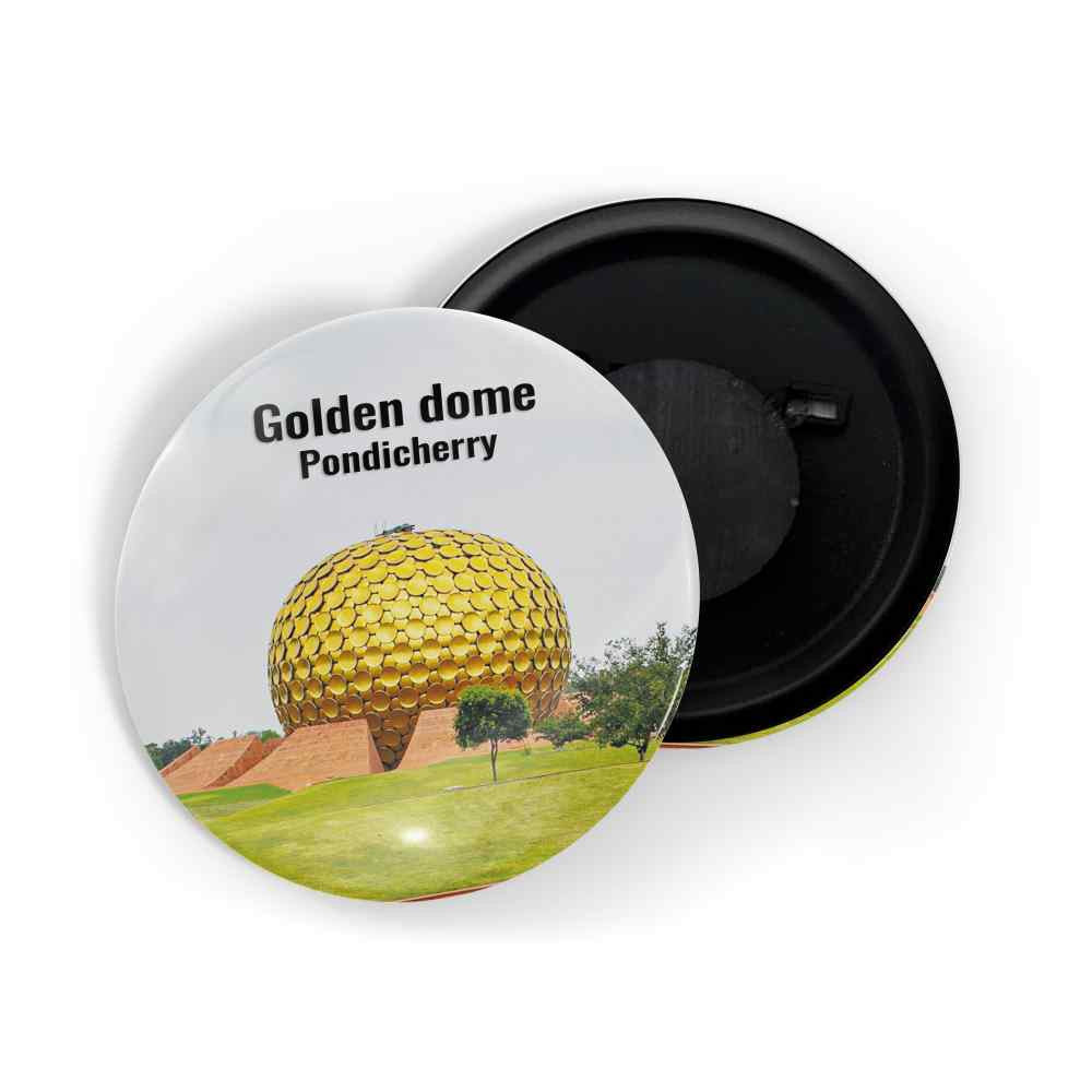 dhcrafts Fridge Magnet Multicolor Golden Dome Pondicherry Kerala Glossy Finish Design Pack of 1 (58mm)