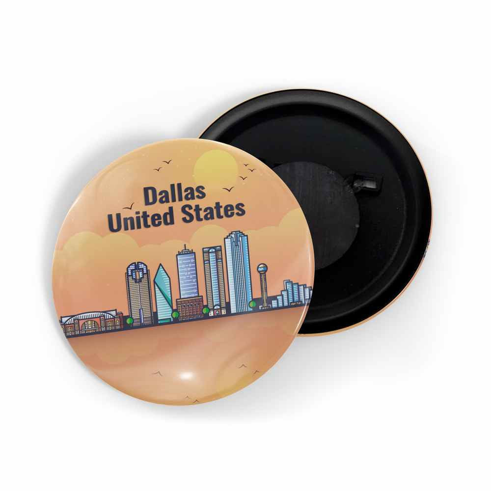 dhcrafts Fridge Magnet Orange Dallas United States Glossy Finish Design Pack of 1 (58mm)