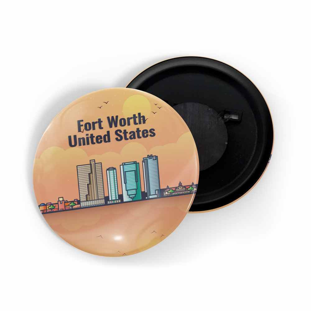 dhcrafts Fridge Magnet Orange Fort Worth United States Glossy Finish Design Pack of 1 (58mm)