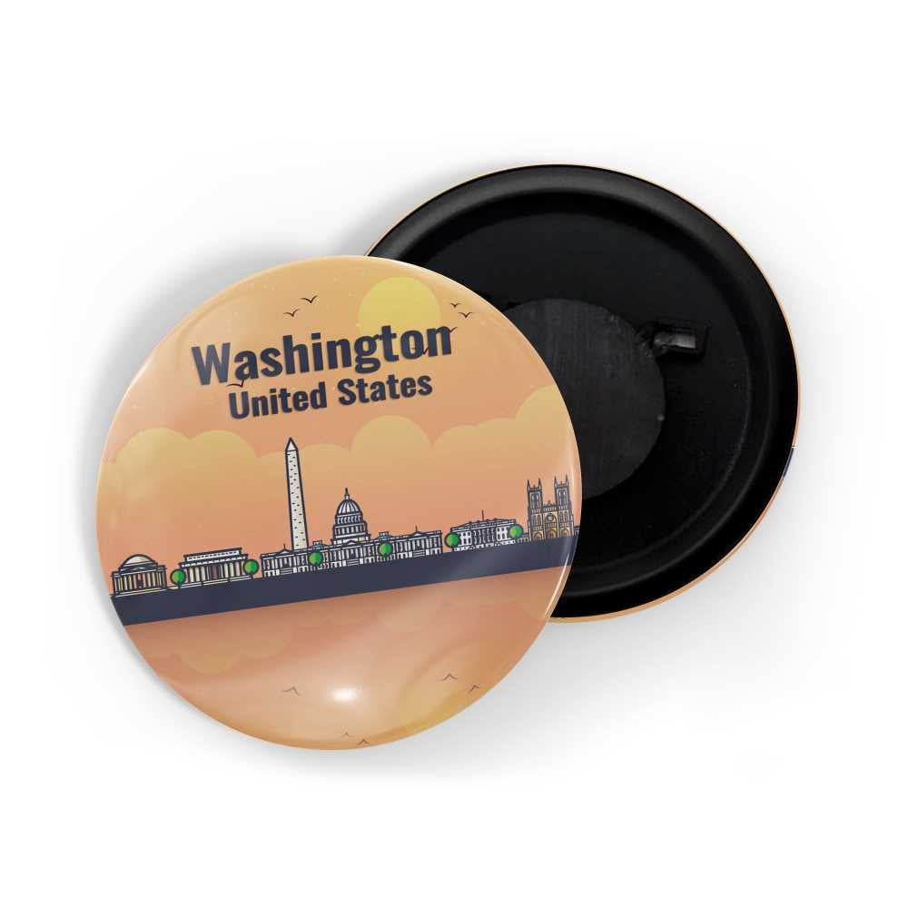 dhcrafts Fridge Magnet Orange Washington United States Glossy Finish Design Pack of 1 (58mm)