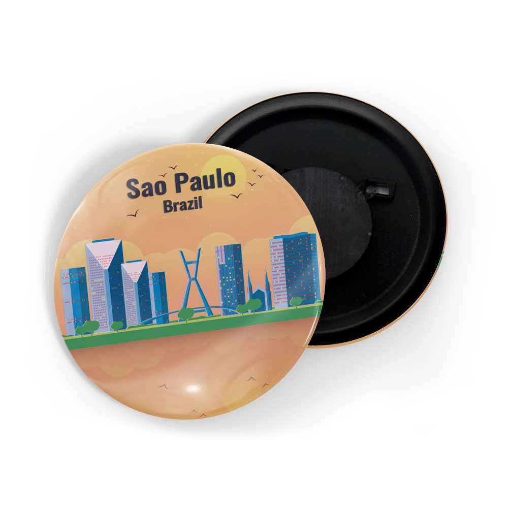 dhcrafts Fridge Magnet Orange Sao Paulo Brazil Glossy Finish Design Pack of 1 (58mm)