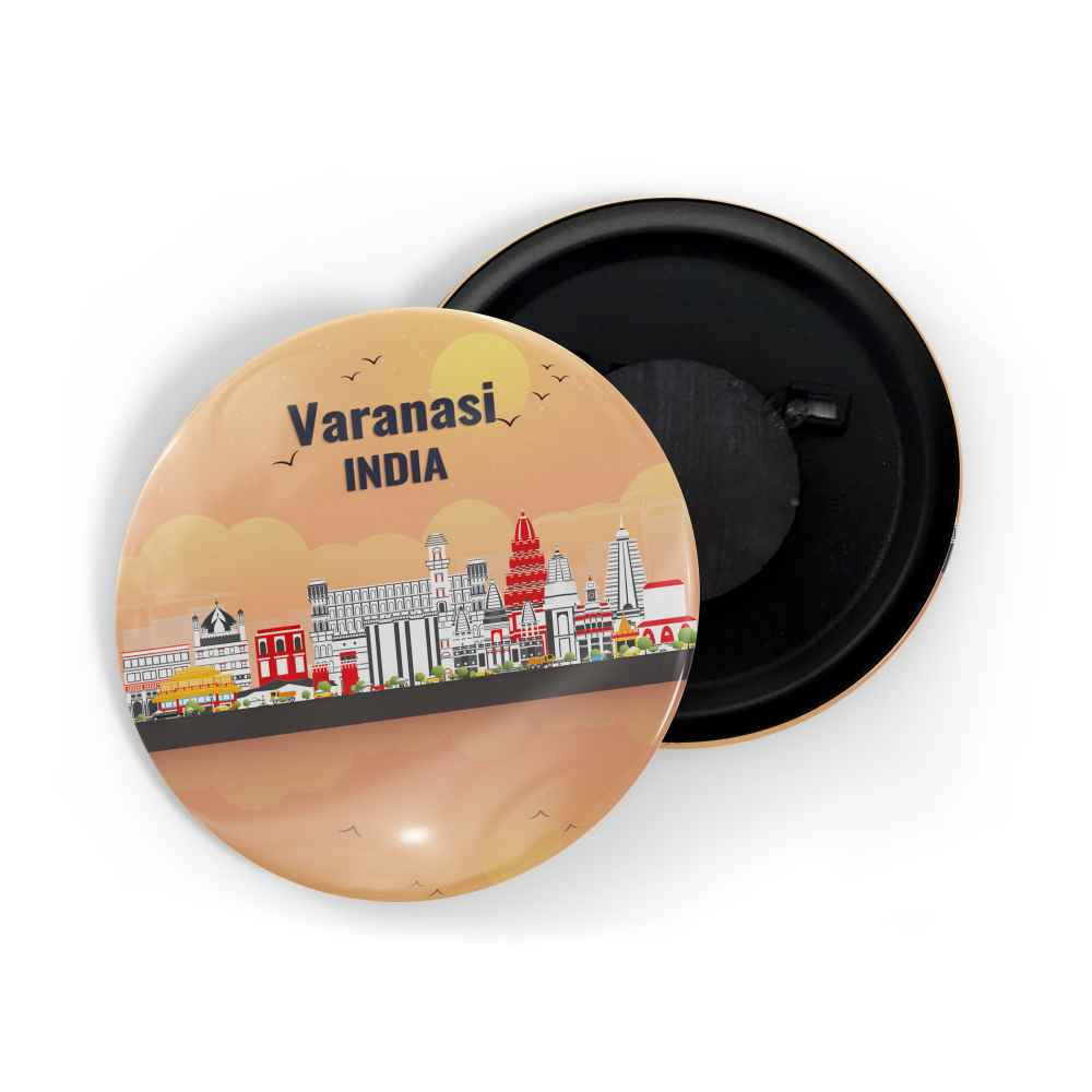 dhcrafts Fridge Magnet Orange Varanasi India Glossy Finish Design Pack of 1 (58mm)