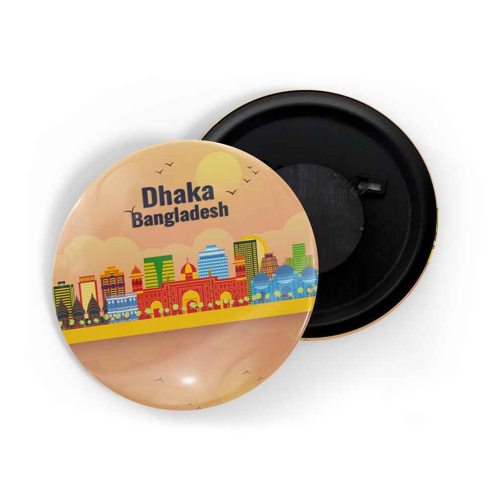 dhcrafts Fridge Magnet Orange Dhaka Bangladesh Glossy Finish Design Pack of 1 (58mm)