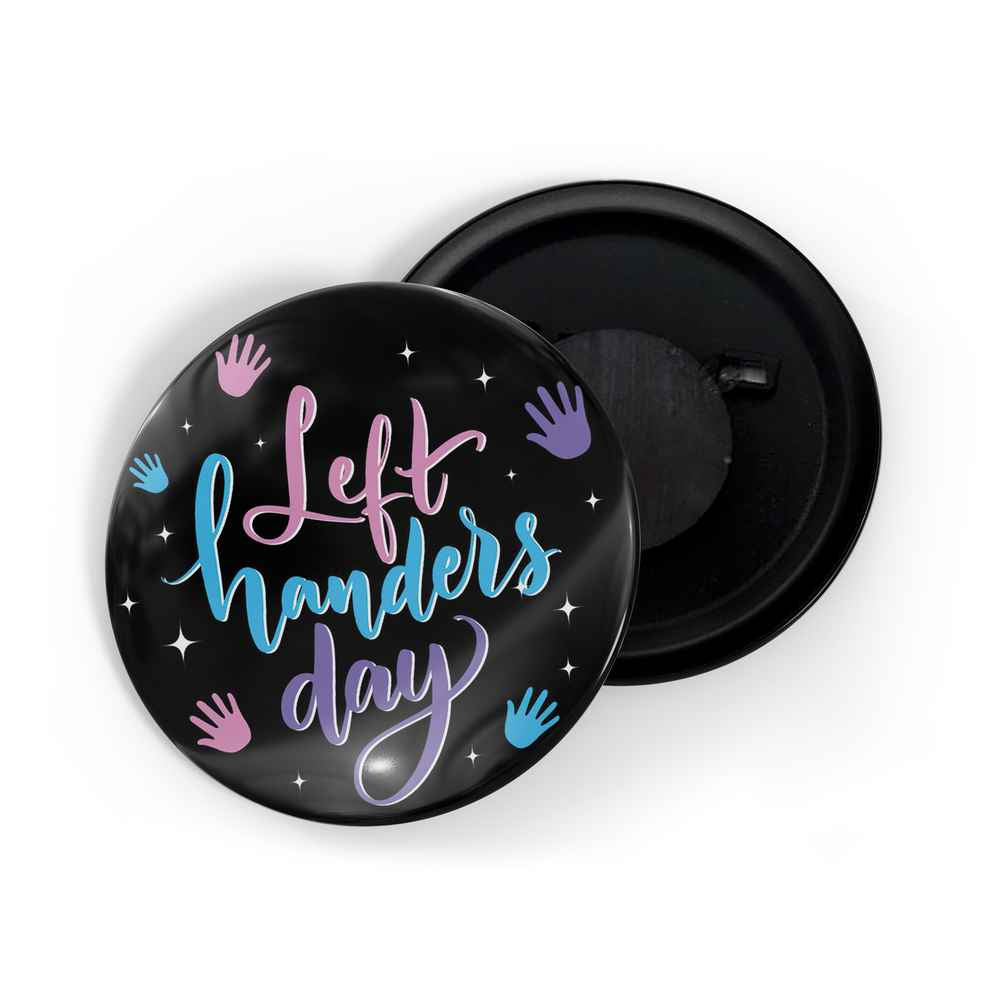 dhcrafts Fridge Magnet Black Left Hander's Day D1 Glossy Finish Design Pack of 1 (58mm)