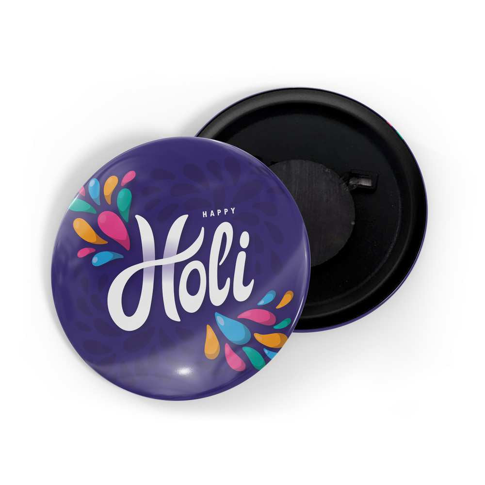 dhcrafts Fridge Magnet Purple Holi D1 Glossy Finish Design Pack of 1 (58mm)