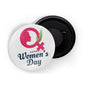 dhcrafts Fridge Magnet White Happy Women's Day D1 Glossy Finish Design Pack of 1 (58mm)