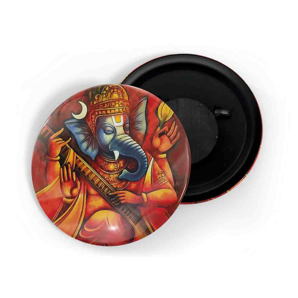 dhcrafts Fridge Magnet Multicolor Ganesha D4 Glossy Finish Design Pack of 1 (58mm)