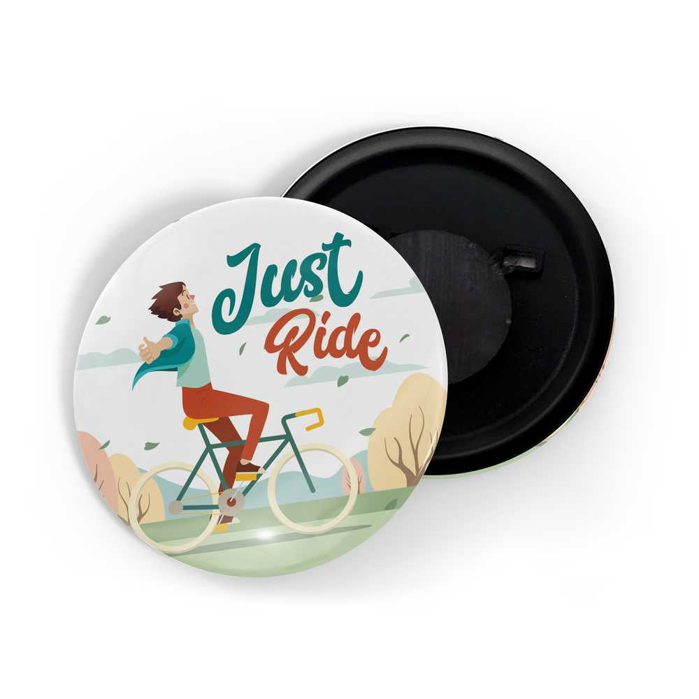 dhcrafts Fridge Magnet Multicolor Just Ride D1 Glossy Finish Design Pack of 1 (58mm)