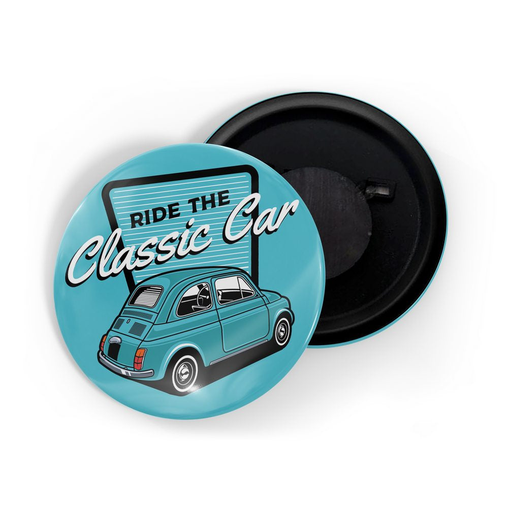 dhcrafts Fridge Magnet Blue Classic legend Vitnage Car Automobile D27 Glossy Finish Design Pack of 1 (58mm)