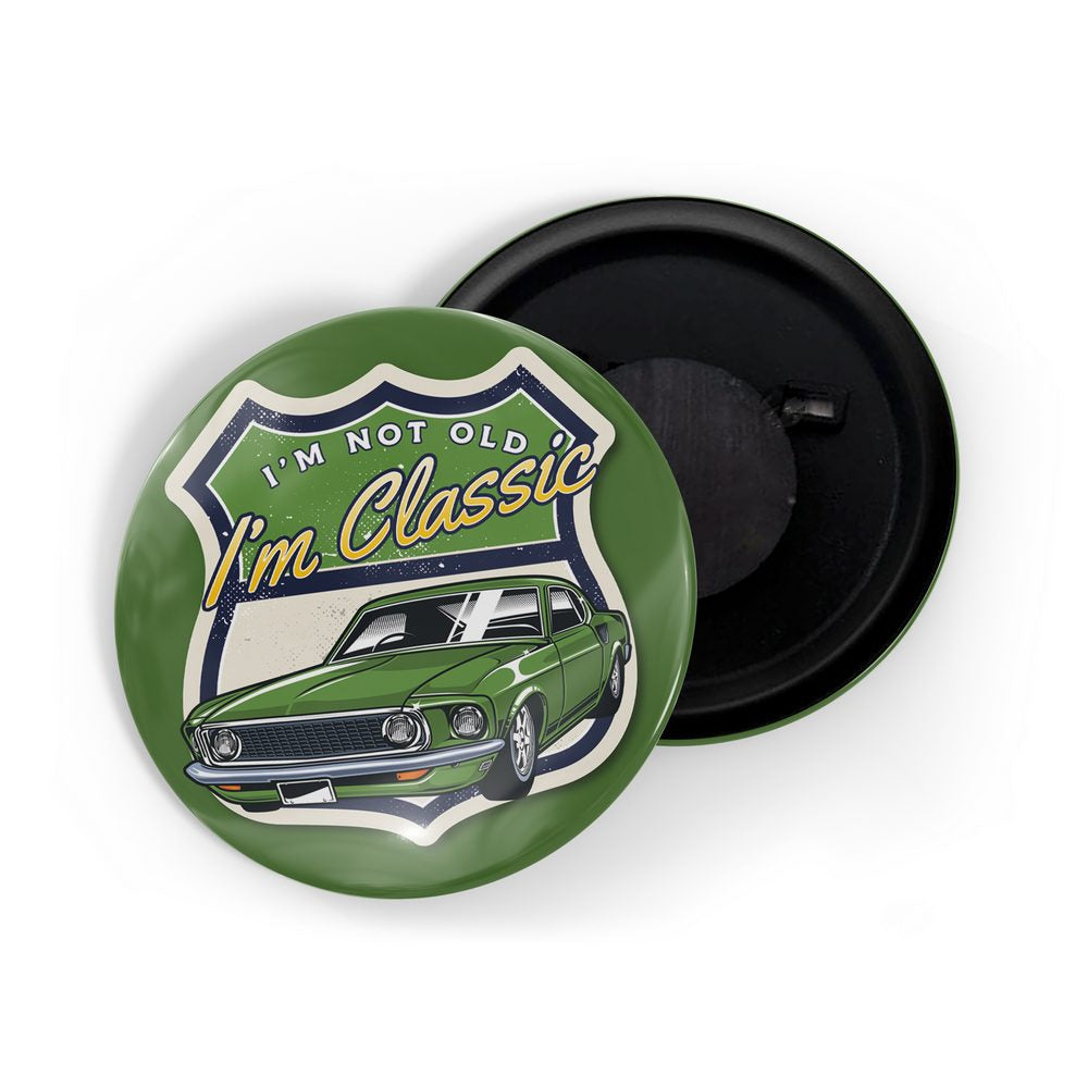 dhcrafts Fridge Magnet Green Classic legend Vitnage Car Automobile D28 Glossy Finish Design Pack of 1 (58mm)