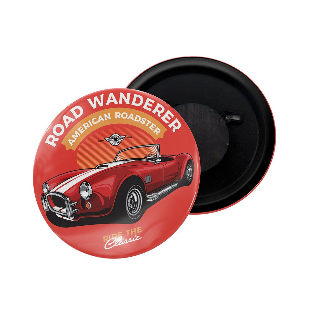 dhcrafts Fridge Magnet Red Classic legend Vitnage Car Automobile D35 Glossy Finish Design Pack of 1 (58mm)