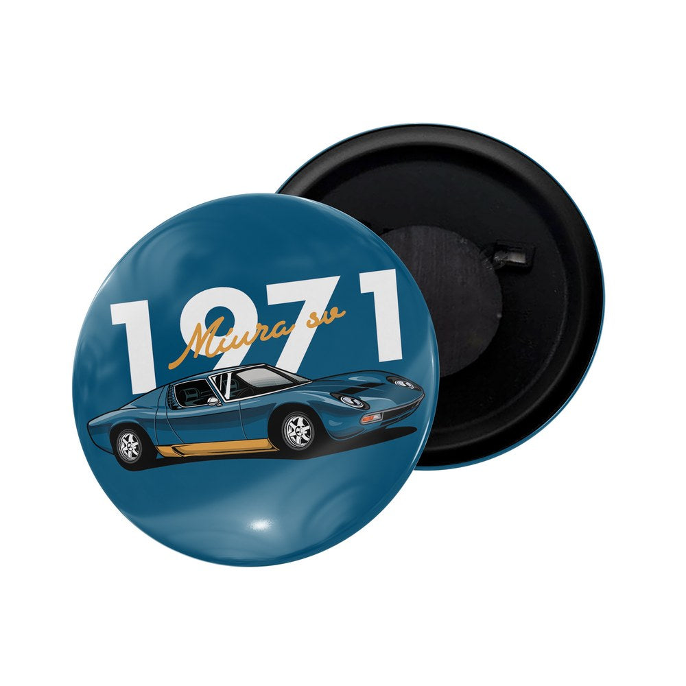 dhcrafts Fridge Magnet Blue Classic legend Vitnage Car Automobile D36 Glossy Finish Design Pack of 1 (58mm)