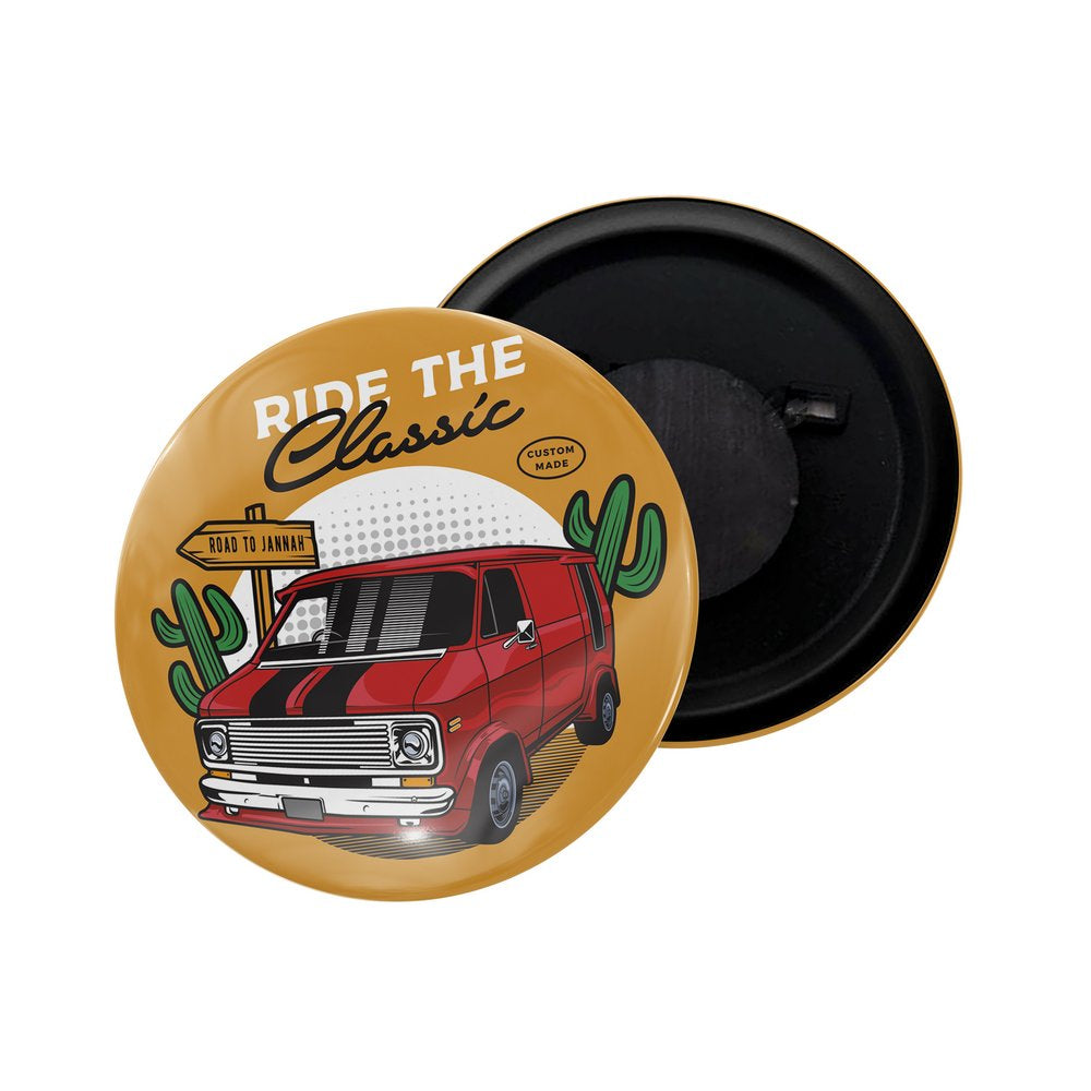 dhcrafts Fridge Magnet Yellow Classic legend Vitnage Car Automobile D38 Glossy Finish Design Pack of 1 (58mm)