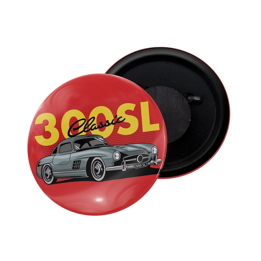 dhcrafts Fridge Magnet Red Classic legend Vitnage Car Automobile D40 Glossy Finish Design Pack of 1 (58mm)