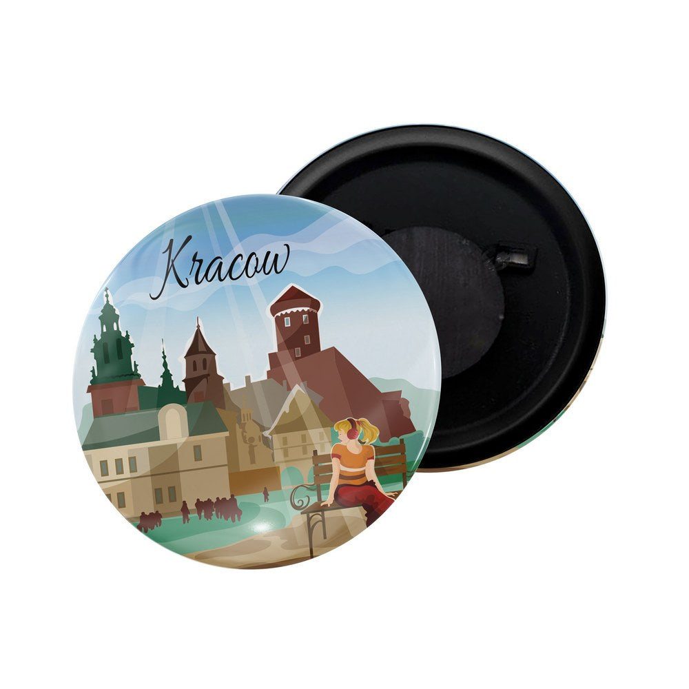 dhcrafts Fridge Magnet Multicolor Poland Krakow Glossy Finish Design Pack of 1 (58mm)