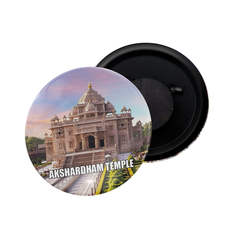 dhcrafts Fridge Magnet Multicolor Akshardham Temple Delhi Glossy Finish Design Pack of 1 (58mm)