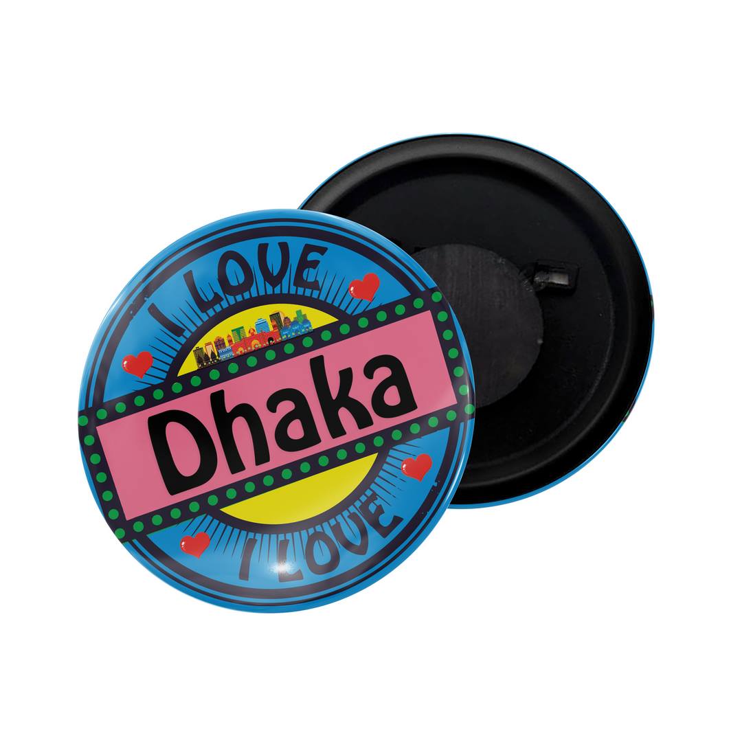 dhcrafts Fridge Magnet Multicolor I Love Dhaka Glossy Finish Design Pack of 1 (58mm)