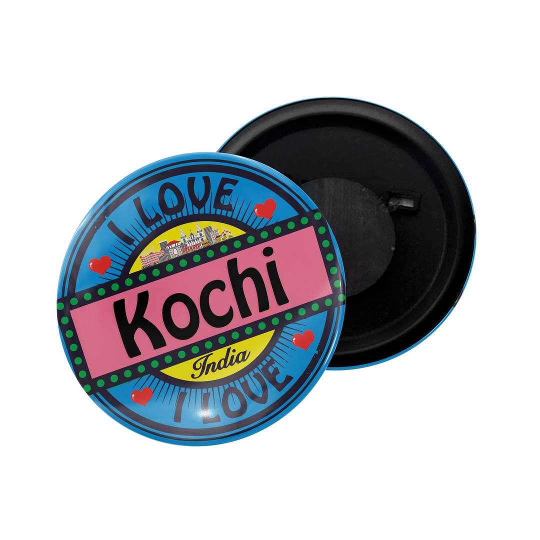 dhcrafts Fridge Magnet Multicolor I Love Kochi Glossy Finish Design Pack of 1 (58mm)