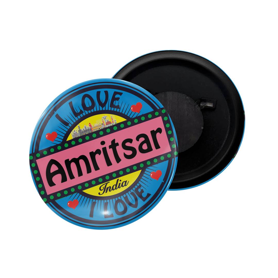 dhcrafts Fridge Magnet Multicolor I Love Amritsar Glossy Finish Design Pack of 1 (58mm)