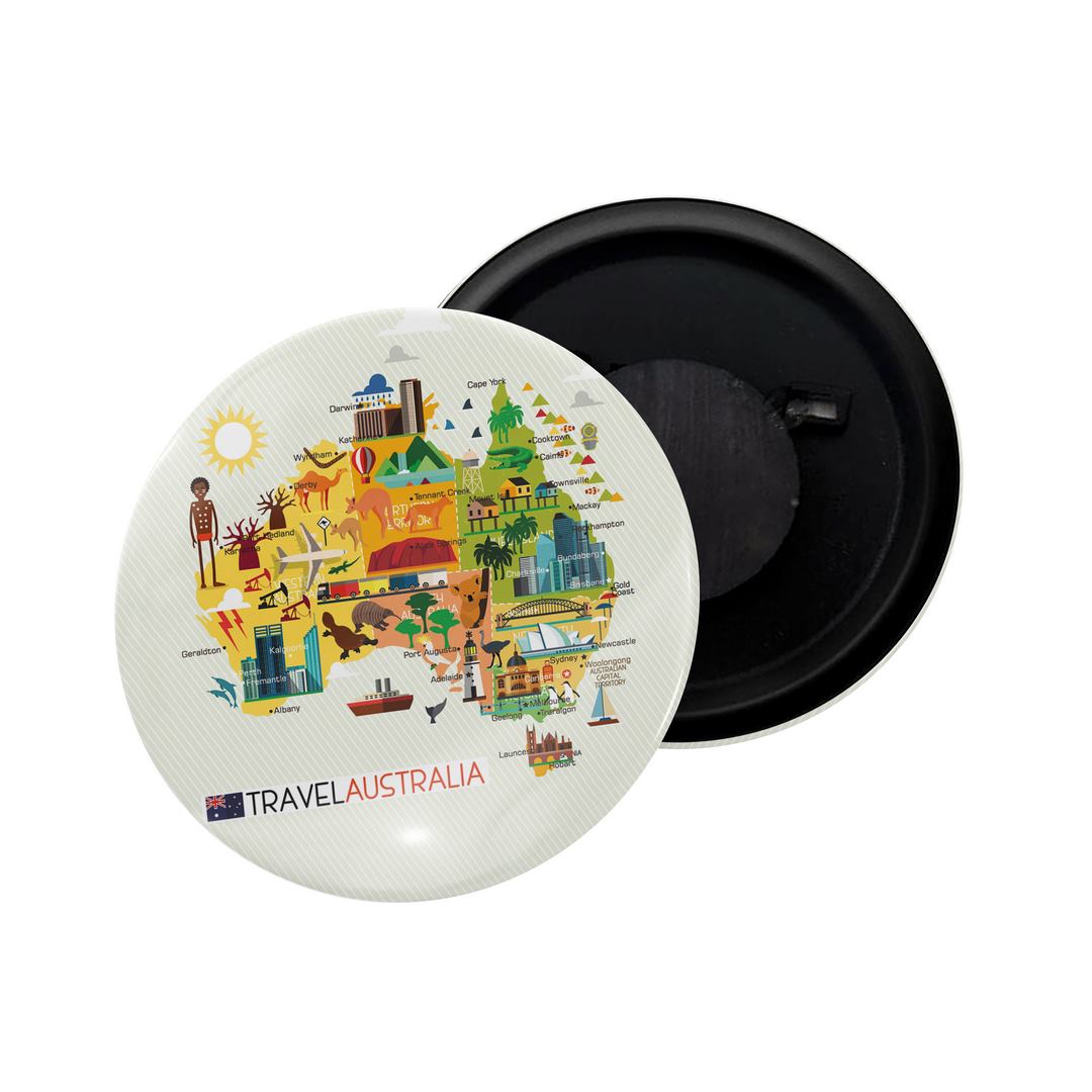 dhcrafts Fridge Magnet Multicolor Travel Australia Glossy Finish Design Pack of 1 (58mm)