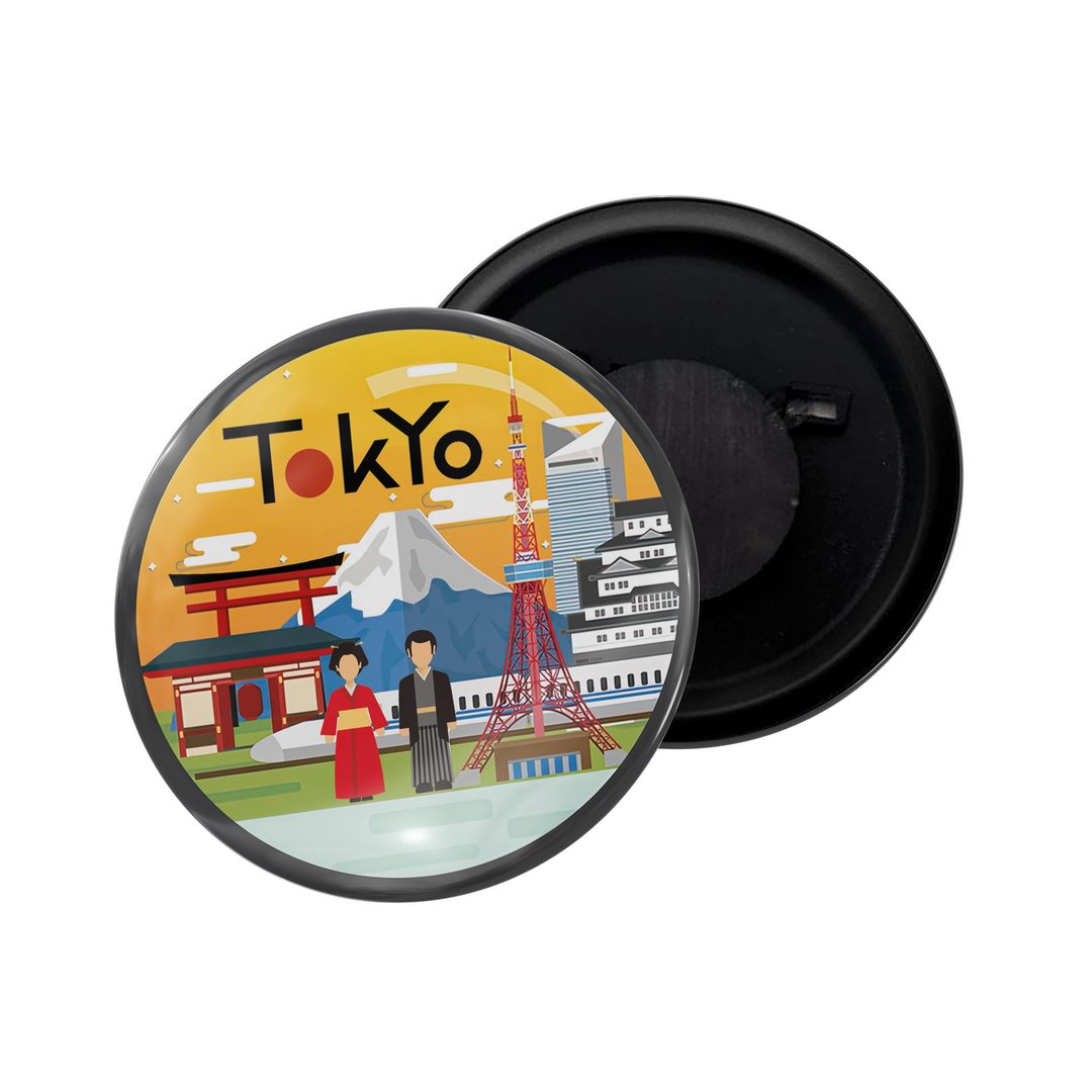 dhcrafts Fridge Magnet Multicolor Japan Tokyo D1 Glossy Finish Design Pack of 1 (58mm)