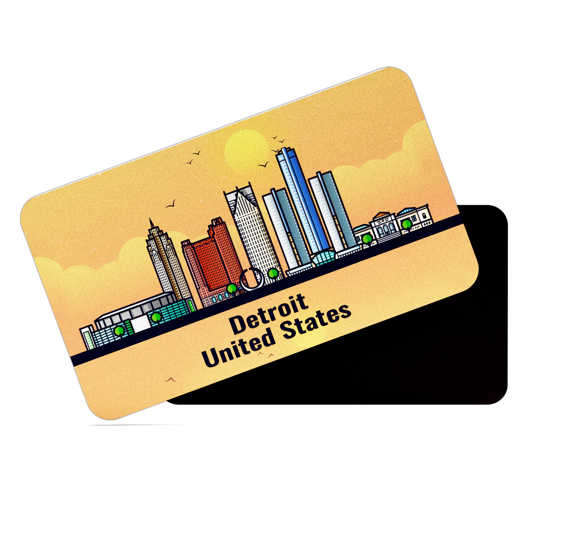 dhcrafts Rectangular Fridge Magnet Orange United States Detroit Design Pack of 1 (8.6cm x 5.4cm)