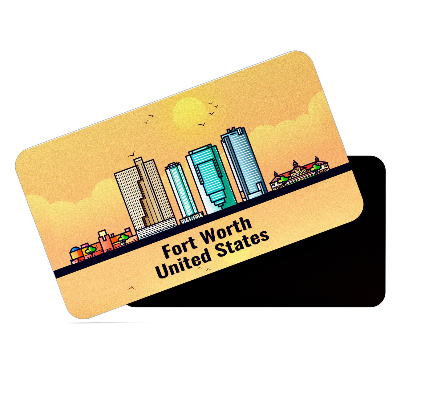 dhcrafts Rectangular Fridge Magnet Orange United States Fort Worth Design Pack of 1 (8.6cm x 5.4cm)