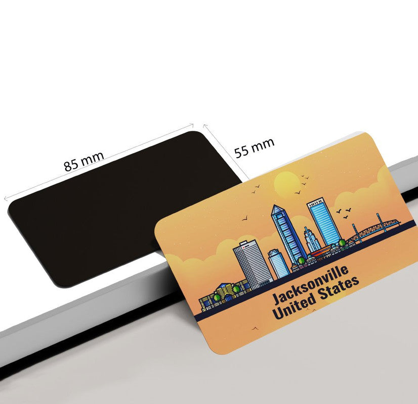 dhcrafts Rectangular Rubber Fridge Magnet / Magnetic Card Orange United States Melbourn Design Pack of 1 (8.6cm x 5.4cm)