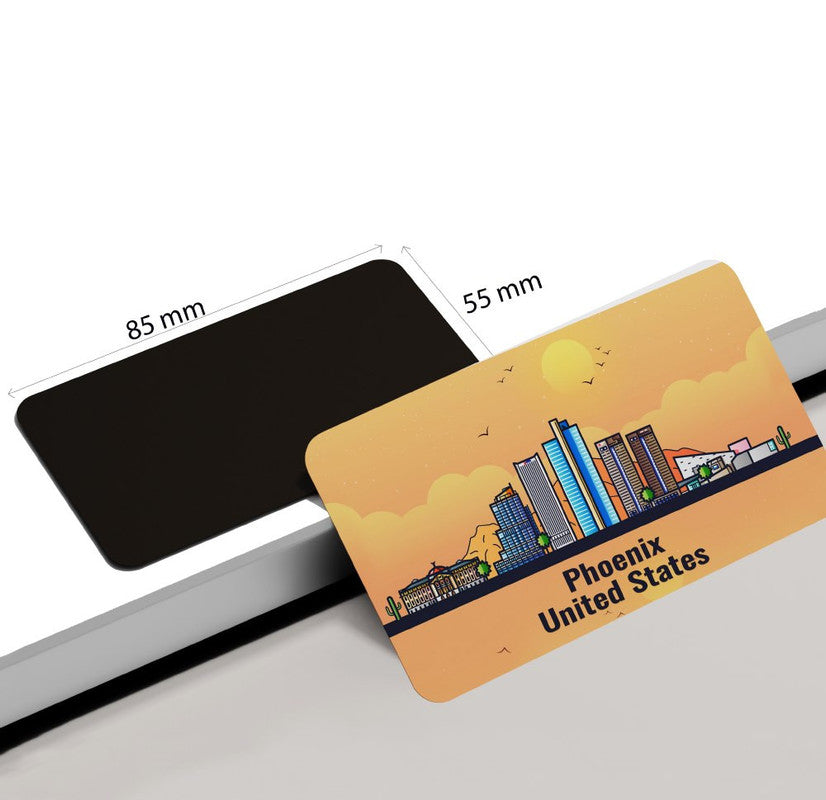 dhcrafts Rectangular Rubber Fridge Magnet / Magnetic Card Orange United States Phoenix Design Pack of 1 (8.6cm x 5.4cm)