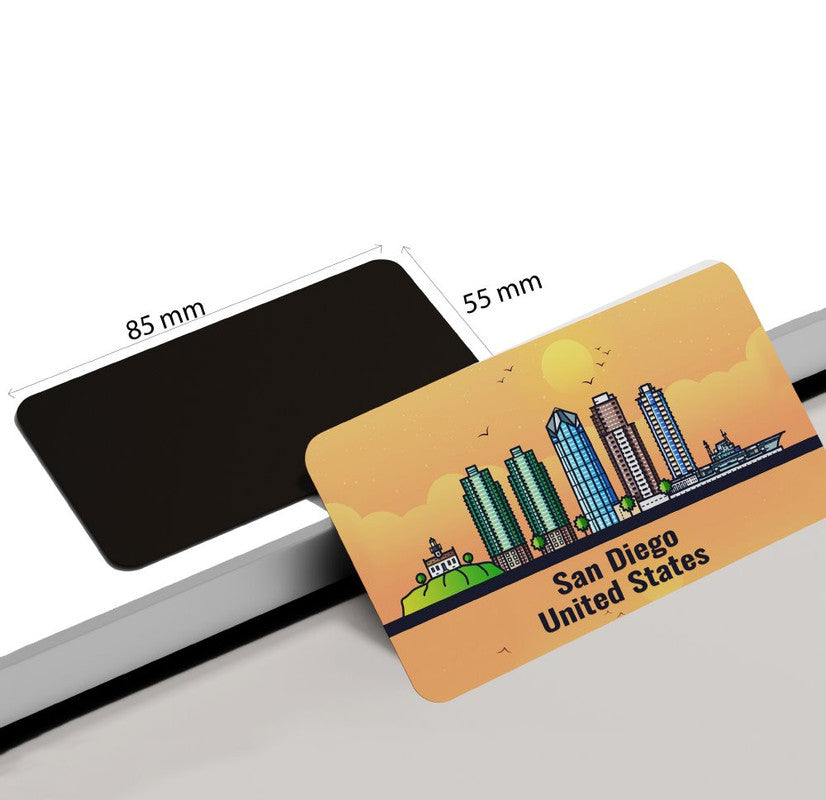 dhcrafts Rectangular Rubber Fridge Magnet / Magnetic Card Orange United States San Diego Design Pack of 1 (8.6cm x 5.4cm)