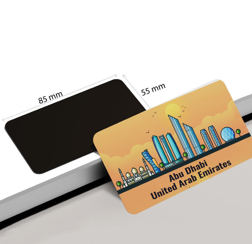 dhcrafts Rectangular Rubber Fridge Magnet / Magnetic Card Orange United Arab Emirates Abu Dhabi Design Pack of 1 (8.6cm x 5.4cm)