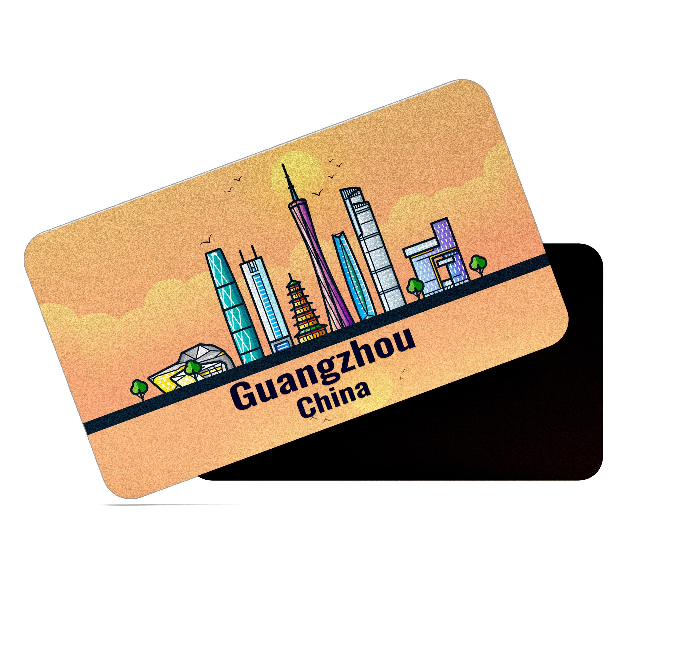 dhcrafts Rectangular Fridge Magnet Orange China Guangzhou Design Pack of 1 (8.6cm x 5.4cm)