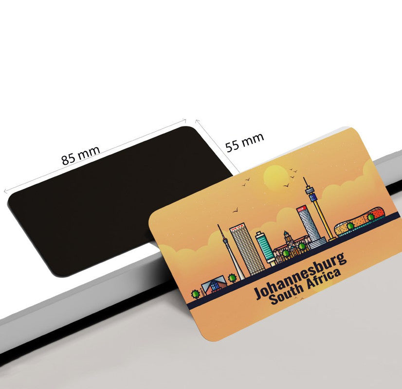dhcrafts Rectangular Rubber Fridge Magnet / Magnetic Card Orange South Africa Johannesburg Design Pack of 1 (8.6cm x 5.4cm)